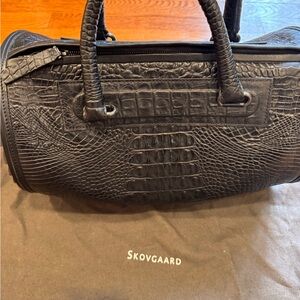 Skovgaard Black Crocodile-Embossed Barrel Bag- Perfect Condition